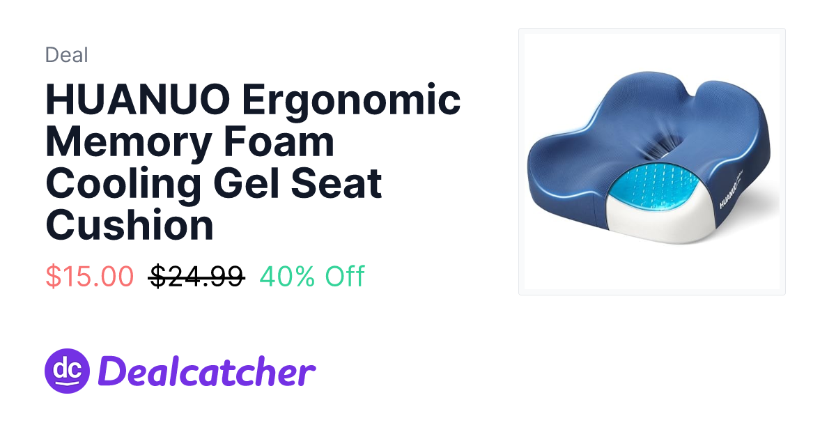 Amazon - HUANUO Ergonomic Memory Foam Cooling Gel Seat Cushion $15.00