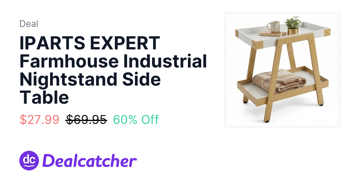 Amazon - IPARTS EXPERT Farmhouse Industrial Nightstand Side Table $27.99