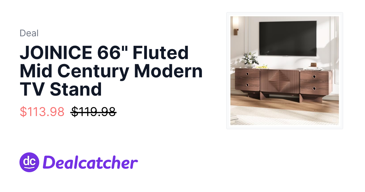Amazon - JOINICE 66" Fluted Mid Century Modern TV Stand $113.98