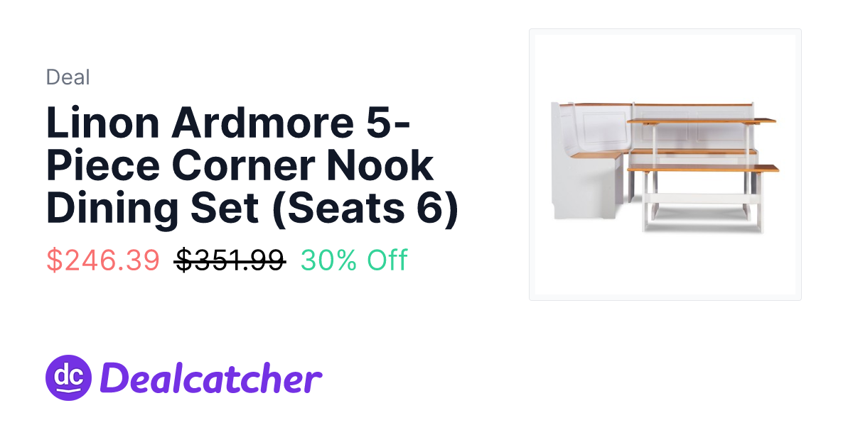 Target - Linon Ardmore 5-Piece Corner Nook Dining Set (Seats 6) $246.39