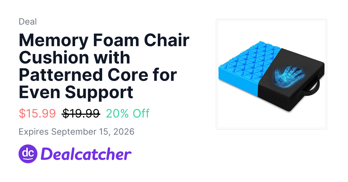 Amazon - Memory Foam Chair Cushion with Patterned Core for Even Support $15.99