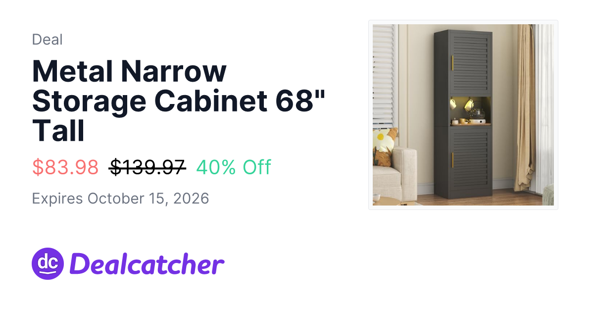 Amazon - Metal Narrow Storage Cabinet 68" Tall $83.98