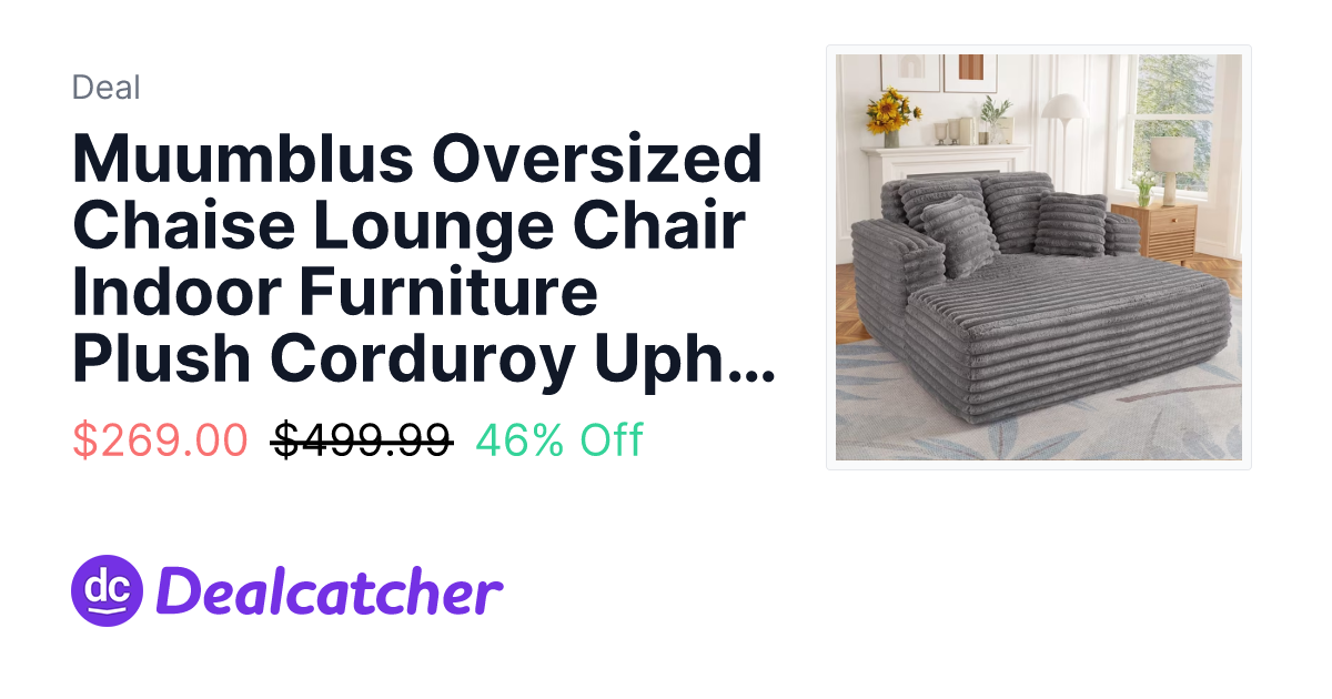Walmart - Muumblus Oversized Chaise Lounge Chair Indoor Furniture Plush Corduroy Upholstered Sofa Bed $269.00