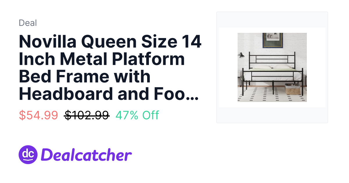 Woot - Novilla Queen Size 14 Inch Metal Platform Bed Frame with Headboard and Footboard $54.99