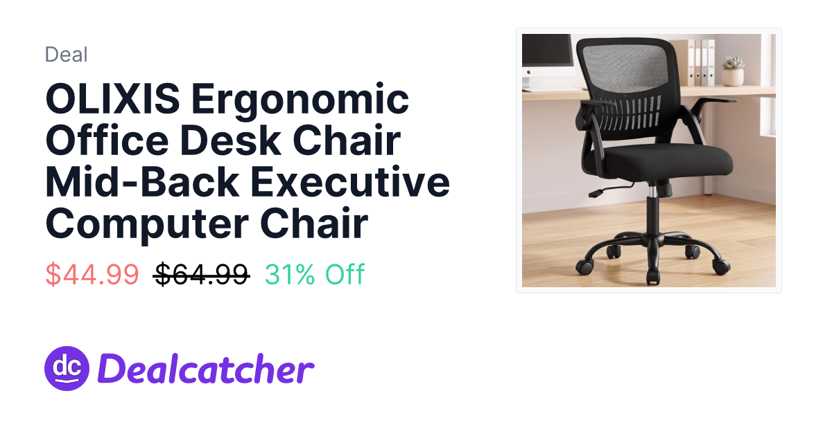 Amazon - OLIXIS Ergonomic Office Desk Chair Mid-Back Executive Computer Chair $44.99