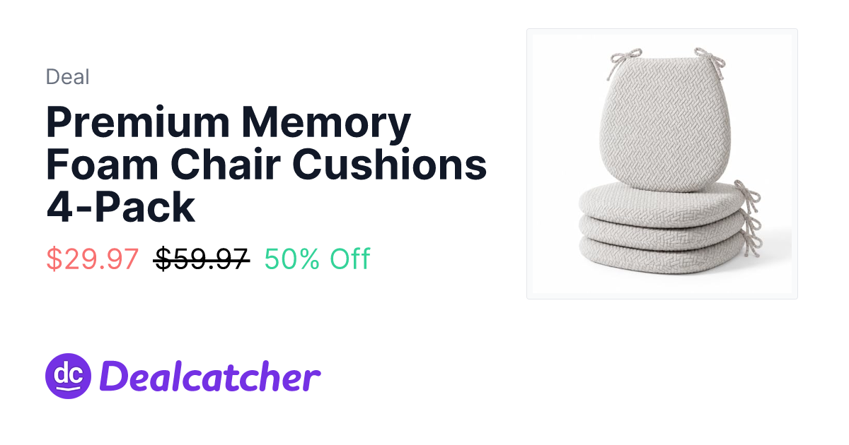 Amazon - Premium Memory Foam Chair Cushions 4-Pack $29.97