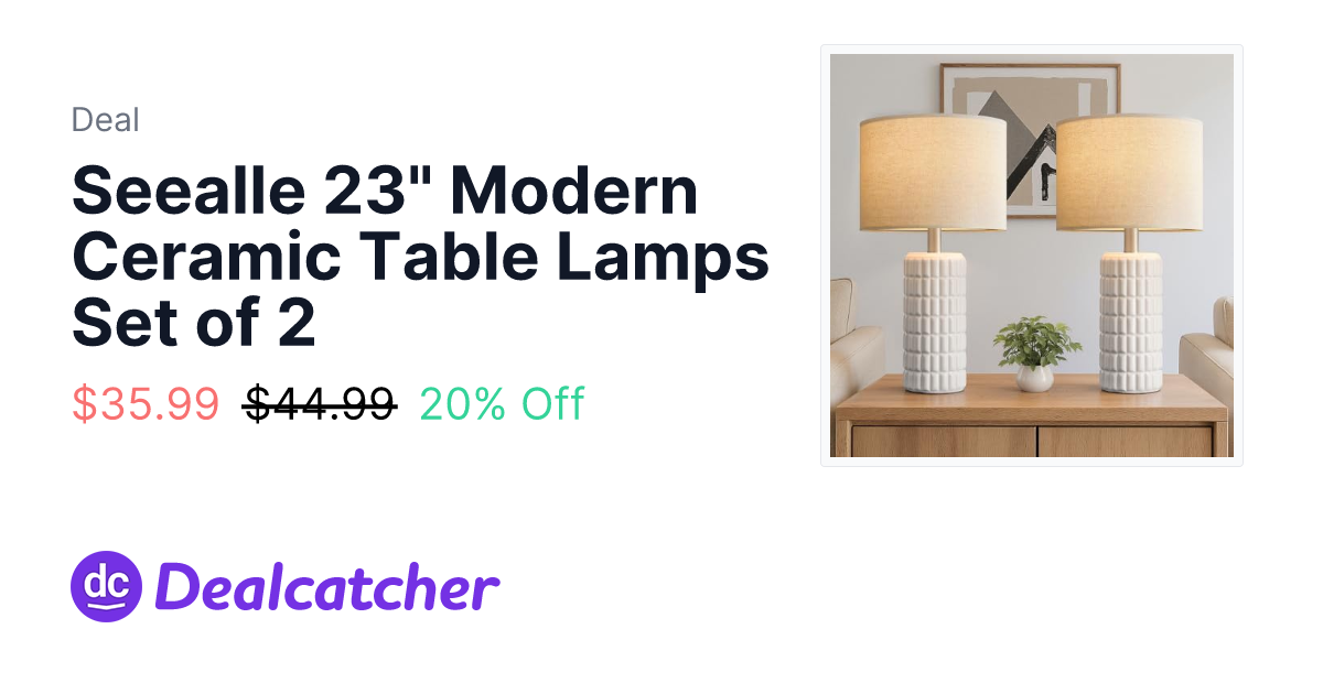 Amazon - Seealle 23" Modern Ceramic Table Lamps Set of 2 $35.99