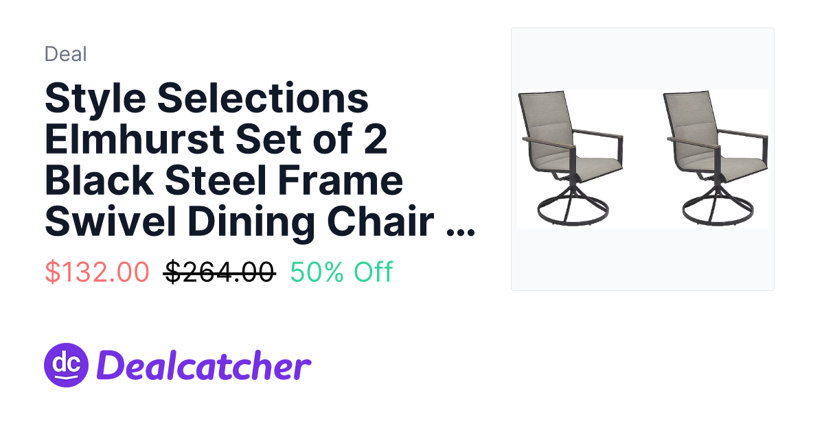 Lowes - Style Selections Elmhurst Set of 2 Black Steel Frame Swivel Dining Chair with Gray Sling Seat $132.00