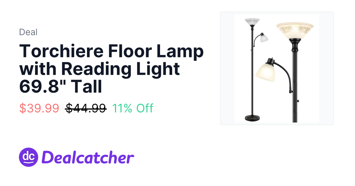 Amazon - Torchiere Floor Lamp with Reading Light 69.8" Tall $39.99
