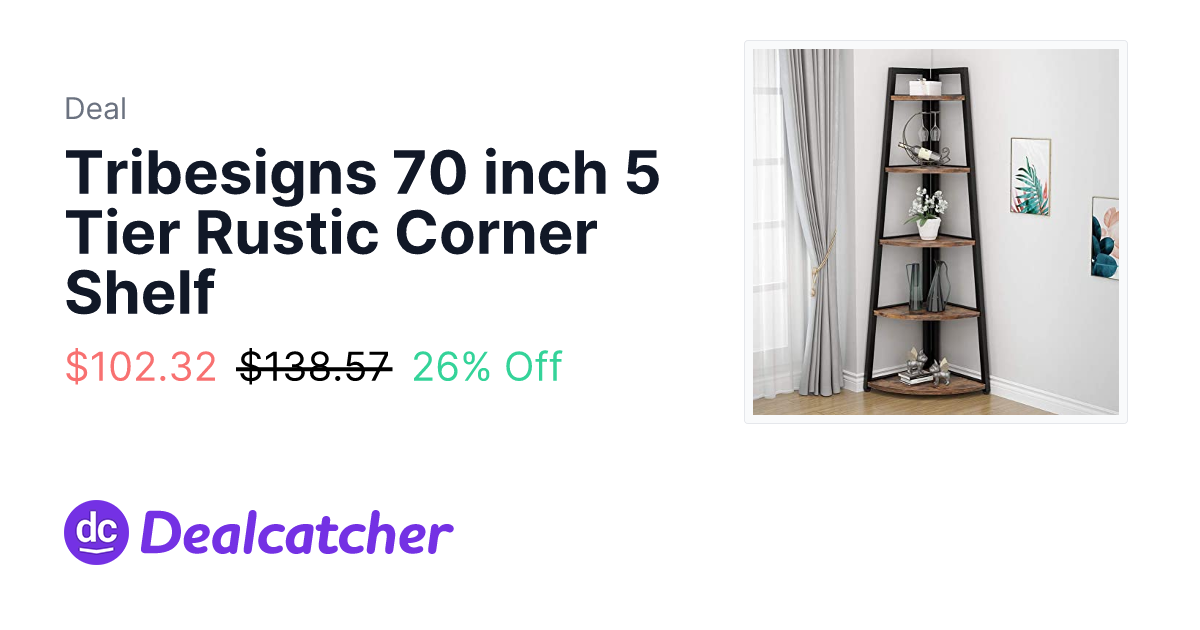 Amazon - Tribesigns 70 inch 5 Tier Rustic Corner Shelf $102.32