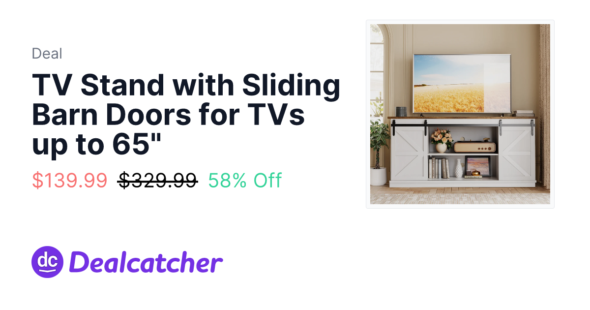 Wayfair - TV Stand with Sliding Barn Doors for TVs up to 65" $139.99