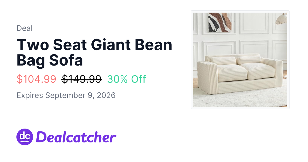 Amazon - Two Seat Giant Bean Bag Sofa $104.99