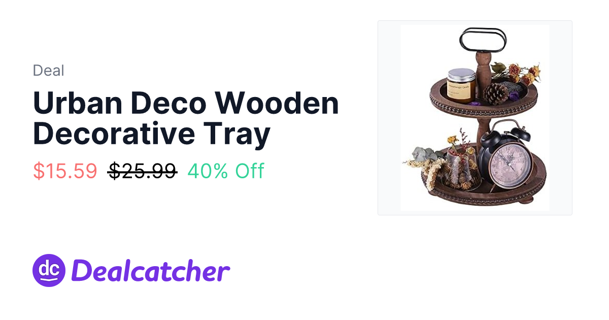 Amazon - Urban Deco Wooden Decorative Tray $15.59