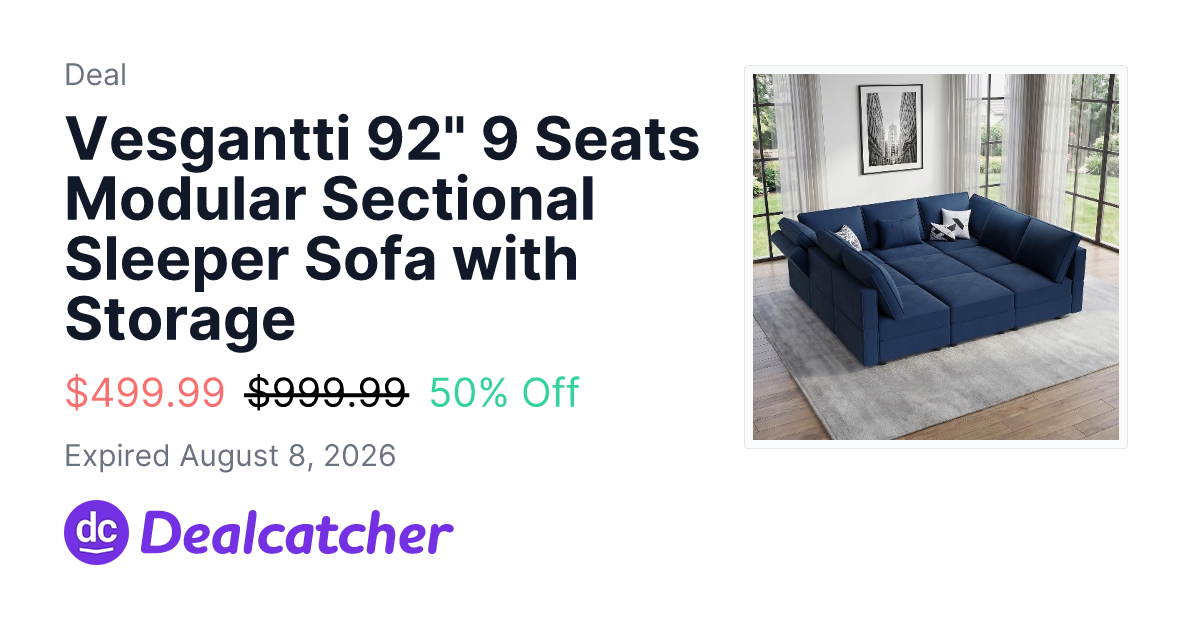 Amazon - Vesgantti 92" 9 Seats Modular Sectional Sleeper Sofa with Storage $499.99