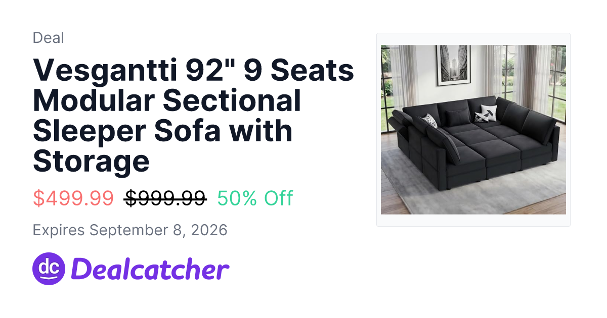Amazon - Vesgantti 92" 9 Seats Modular Sectional Sleeper Sofa with Storage $499.99