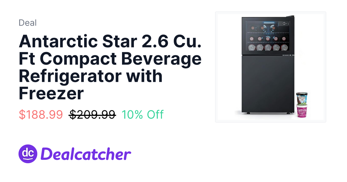 Amazon - Antarctic Star 2.6 Cu. Ft Compact Beverage Refrigerator with Freezer $189.99