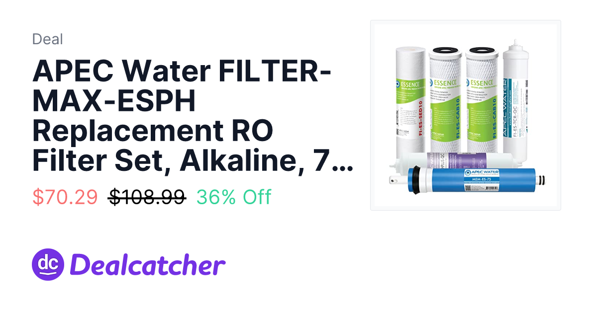 Amazon - APEC Water FILTER-MAX-ESPH Replacement RO Filter Set, Alkaline, 75 GPD, 1-Year Set $70.29