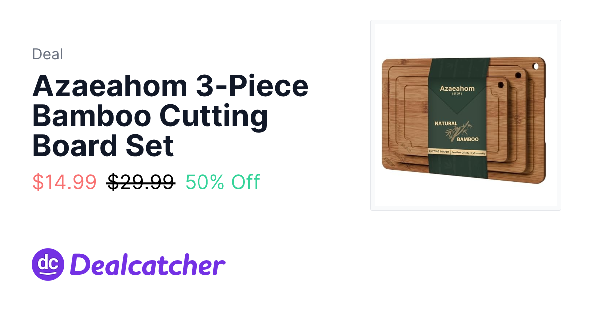 Amazon - Azaeahom 3-Piece Bamboo Cutting Board Set $14.99