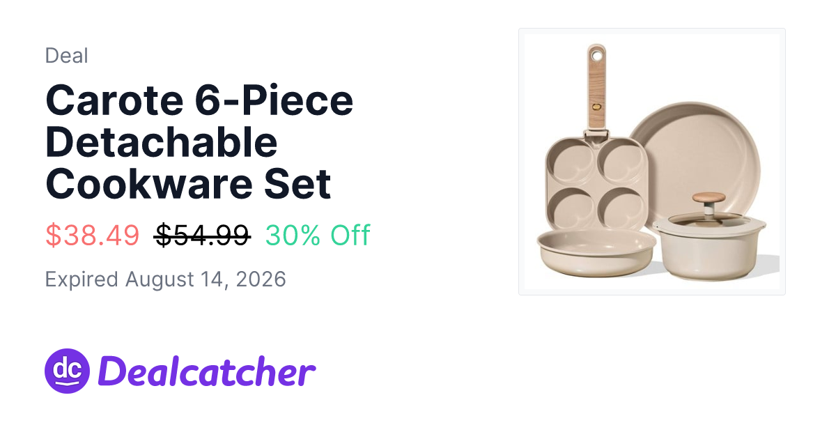 Target - Carote 6-Piece Detachable Cookware Set $38.49