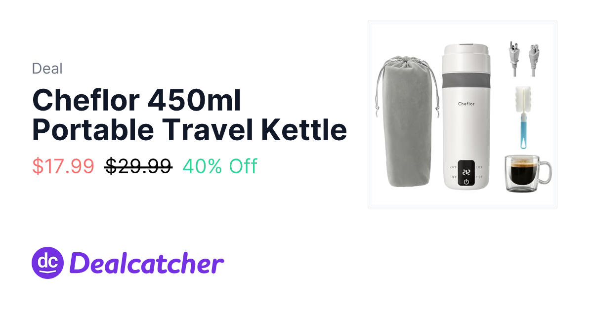 Amazon - Cheflor 450ml Portable Travel Kettle $17.99