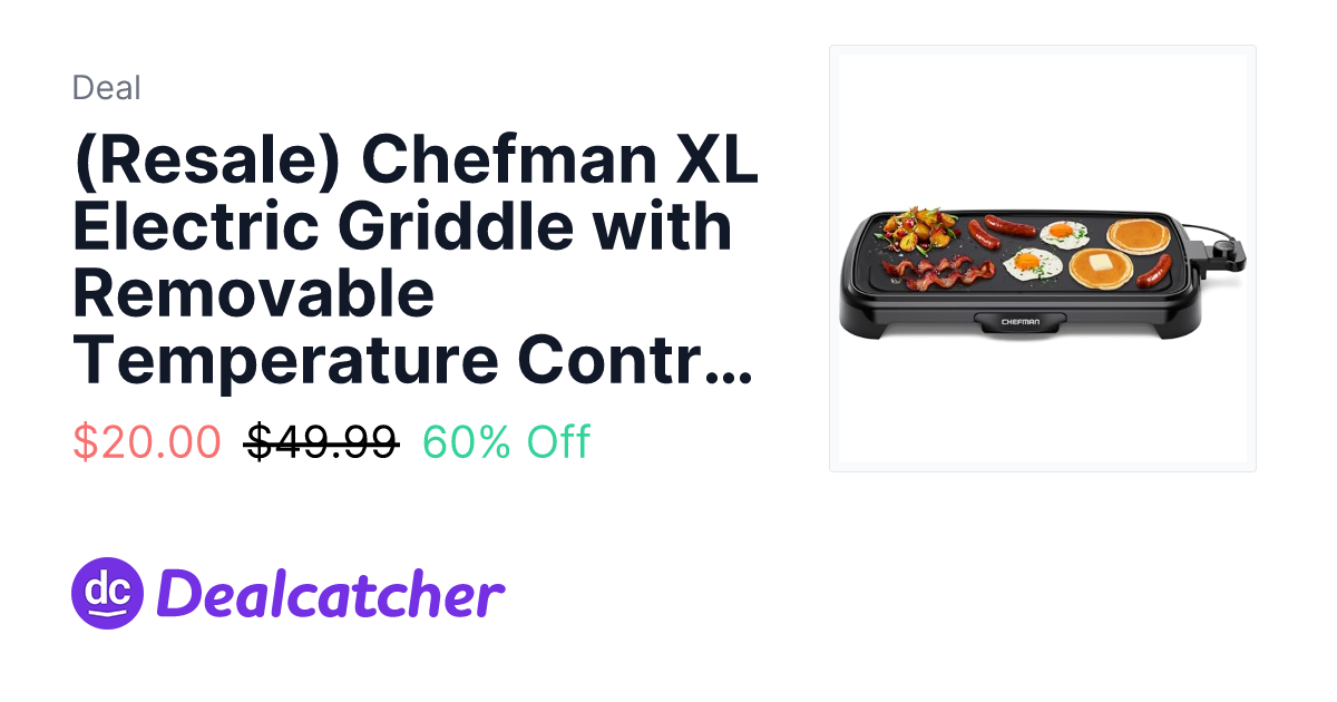 Amazon - (Resale) Chefman XL Electric Griddle with Removable Temperature Control, 10 x 20 Inch (Used) $20.00