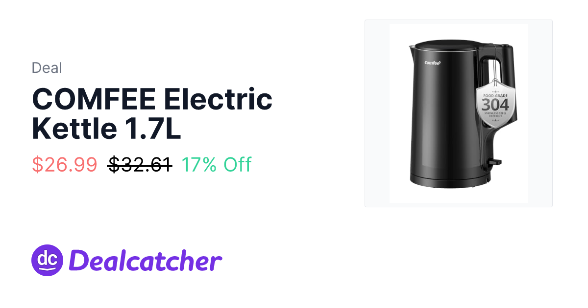 Amazon - COMFEE Electric Kettle 1.7L $27.09