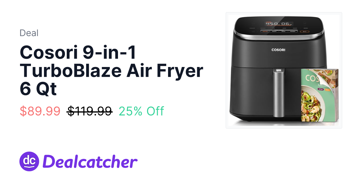 Amazon - Cosori 9-in-1 TurboBlaze Air Fryer 6 Qt $89.99