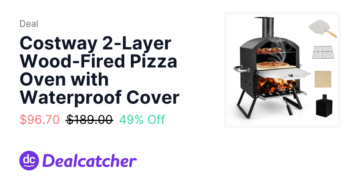 Walmart - Costway 2-Layer Wood-Fired Pizza Oven with Waterproof Cover $96.70
