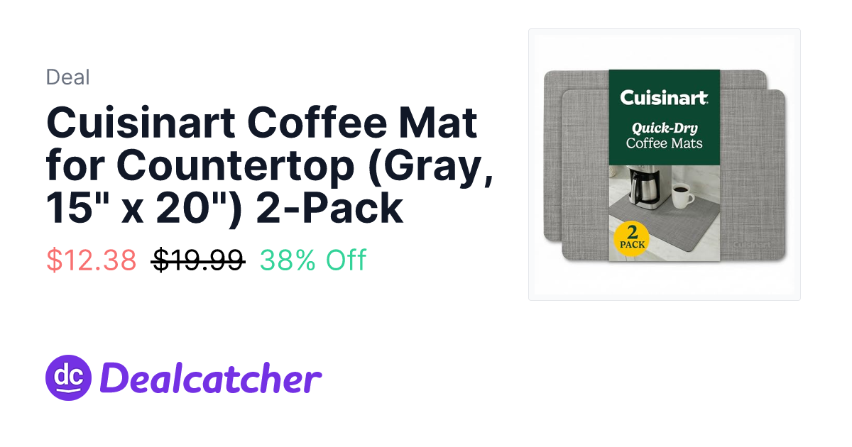 Amazon - Cuisinart Coffee Mat for Countertop (Gray, 15" x 20") 2-Pack $12.38