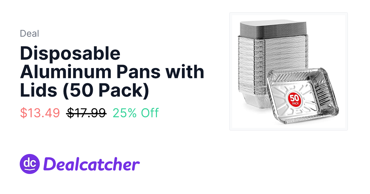 Amazon - Disposable Aluminum Pans with Lids (50 Pack) $13.49