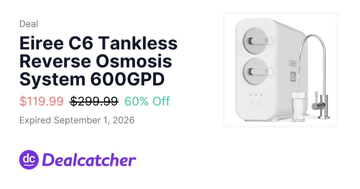 Amazon - Eiree C6 Tankless Reverse Osmosis System 600GPD $119.99