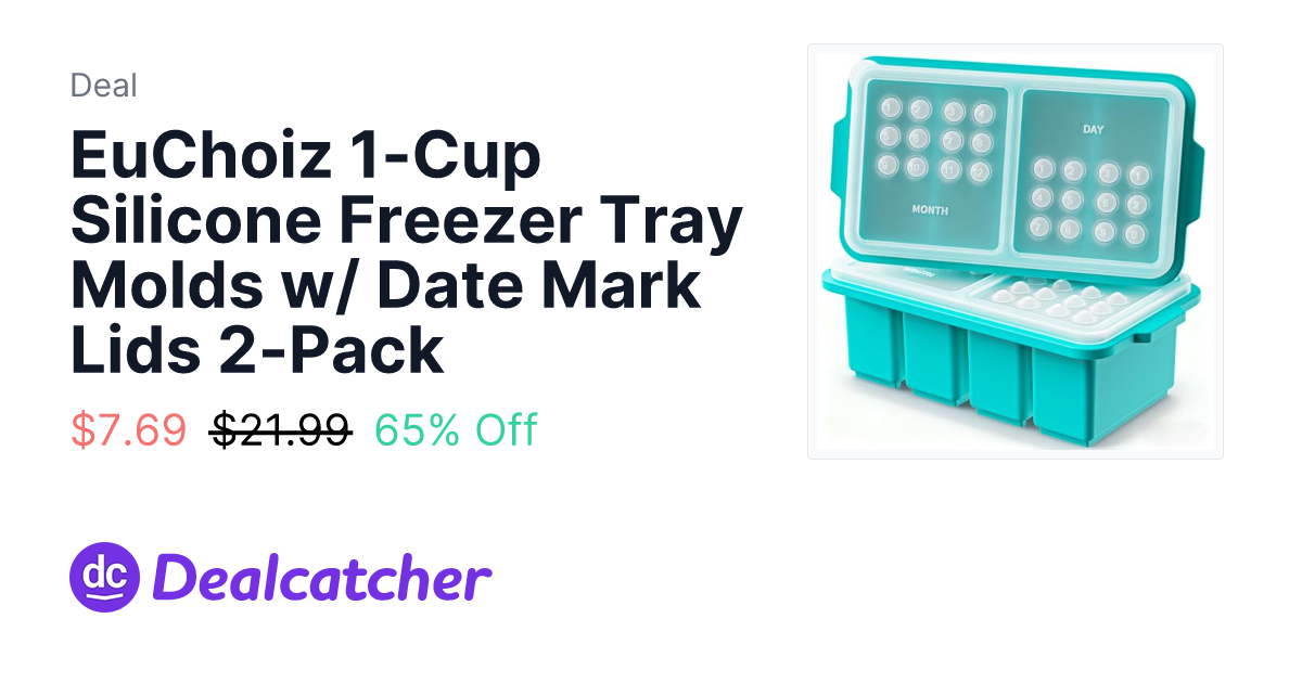 Amazon - EuChoiz 1-Cup Silicone Freezer Tray Molds w/ Date Mark Lids 2-Pack $7.69