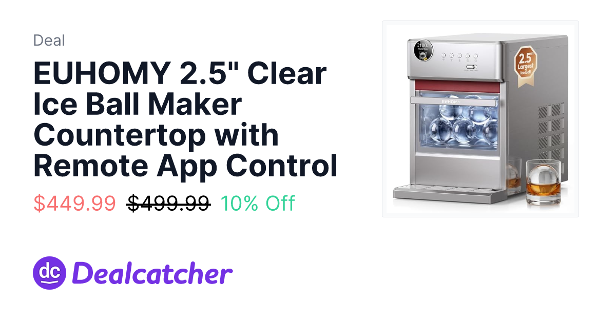 Amazon - EUHOMY 2.5" Clear Ice Ball Maker Countertop with Remote App Control $449.99