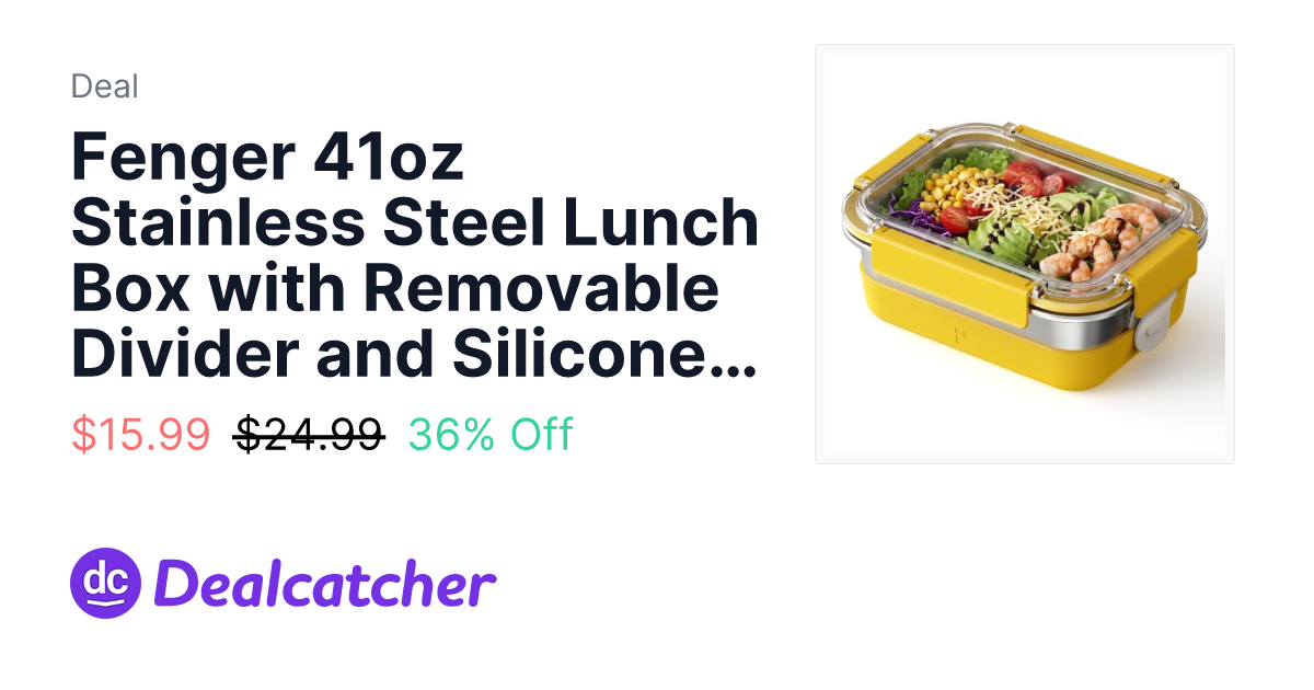 Amazon - Fenger 41oz Stainless Steel Lunch Box with Removable Divider and Silicone Holder $15.99