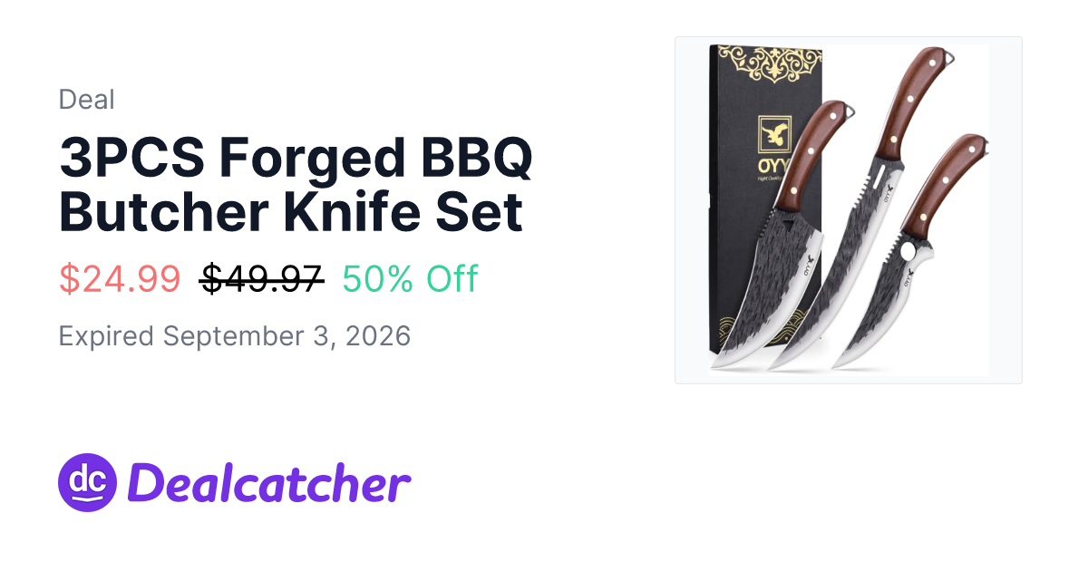 Amazon - 3PCS Forged BBQ Butcher Knife Set $24.99