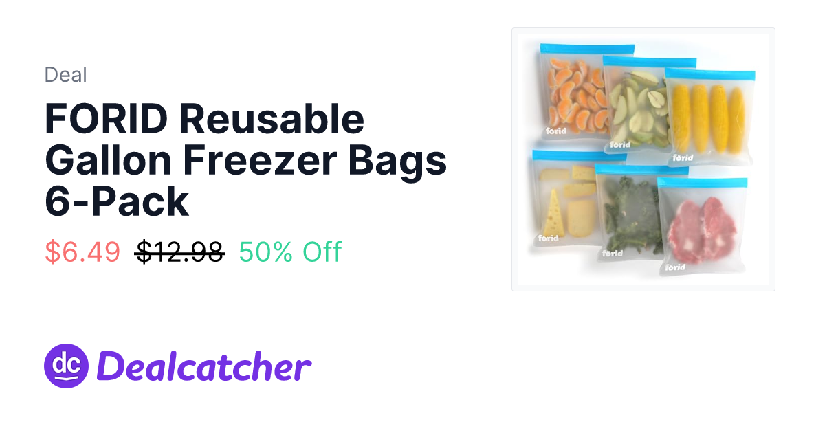 Amazon - FORID Reusable Gallon Freezer Bags 6-Pack $6.49