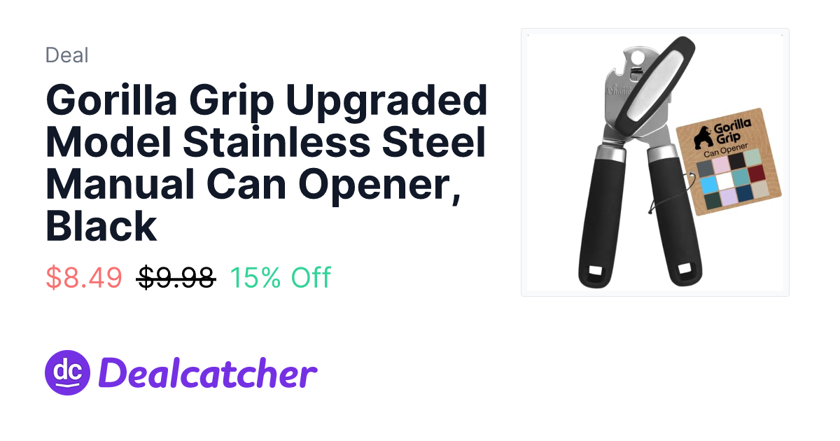 Amazon - Gorilla Grip Upgraded Model Stainless Steel Manual Can Opener, Black $8.49