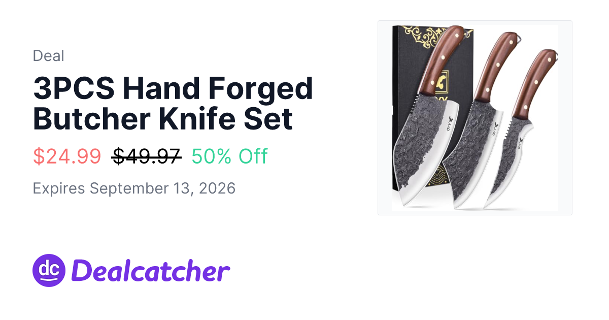 Amazon - 3PCS Hand Forged Butcher Knife Set $24.99