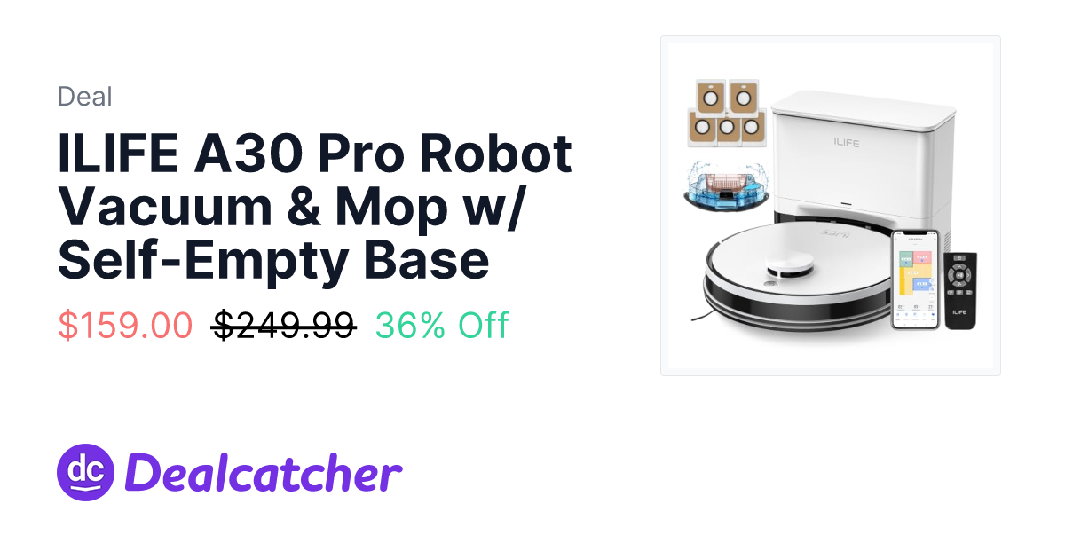Amazon - ILIFE A30 Pro Robot Vacuum & Mop w/ Self-Empty Base $159.00