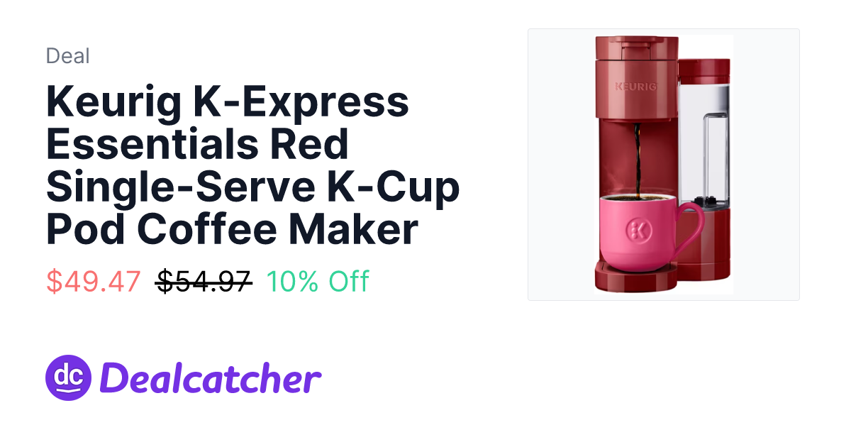 Walmart - Keurig K-Express Essentials Red Single-Serve K-Cup Pod Coffee Maker $49.47