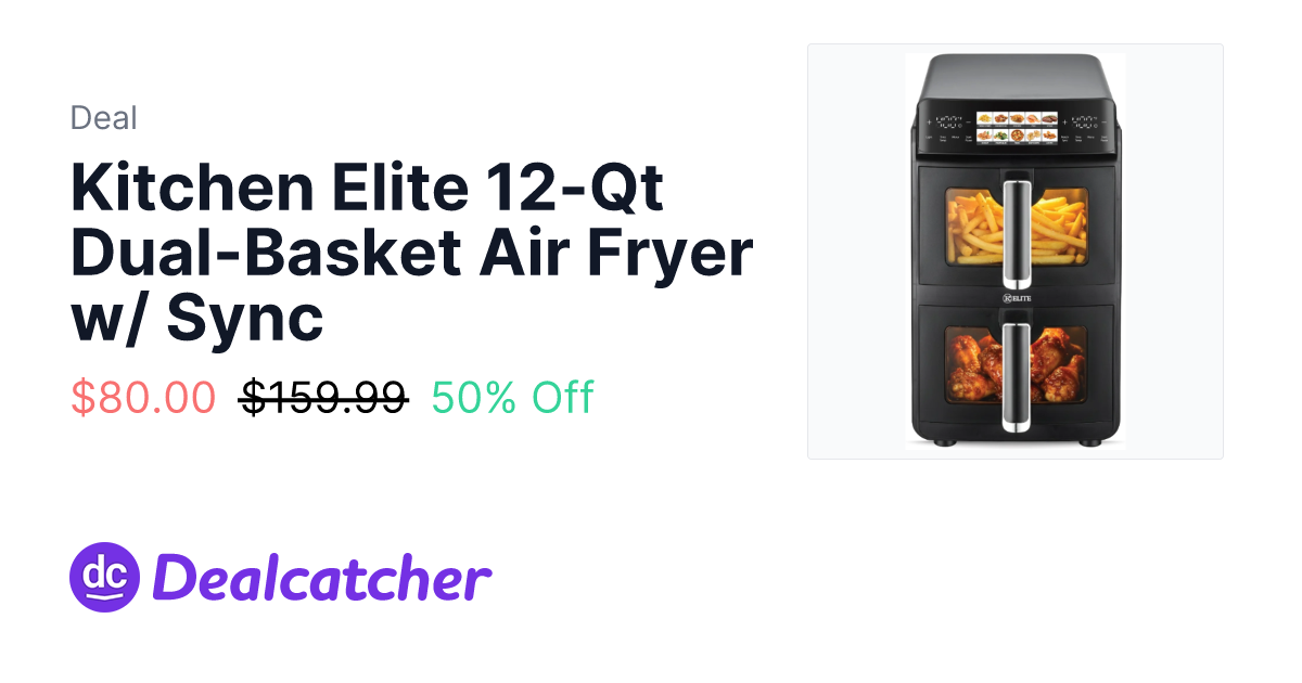 BrandsMart USA - Kitchen Elite 12-Qt Dual-Basket Air Fryer w/ Sync $80.00