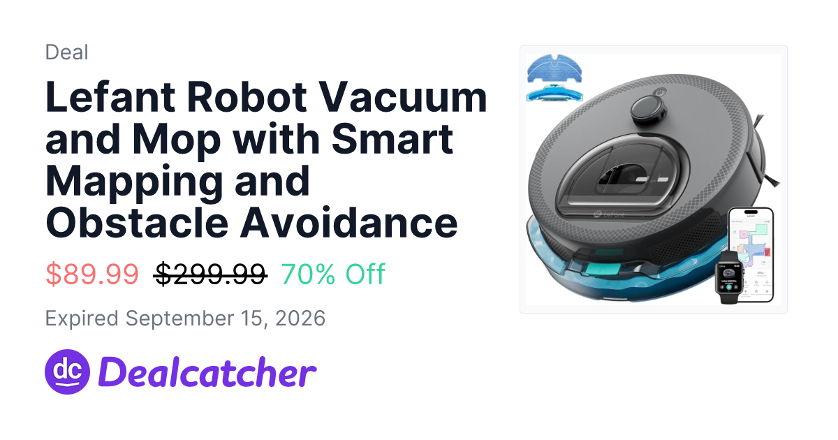 Amazon - Lefant Robot Vacuum and Mop with Smart Mapping and Obstacle Avoidance $89.99