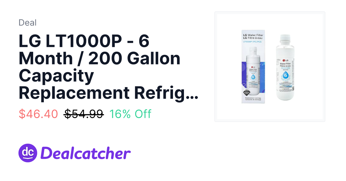 Amazon - LG LT1000P - 6 Month / 200 Gallon Capacity Replacement Refrigerator Water Filter $46.40
