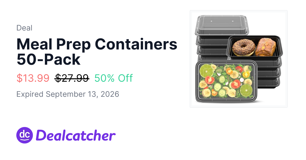 Amazon - Meal Prep Containers 50-Pack $13.99