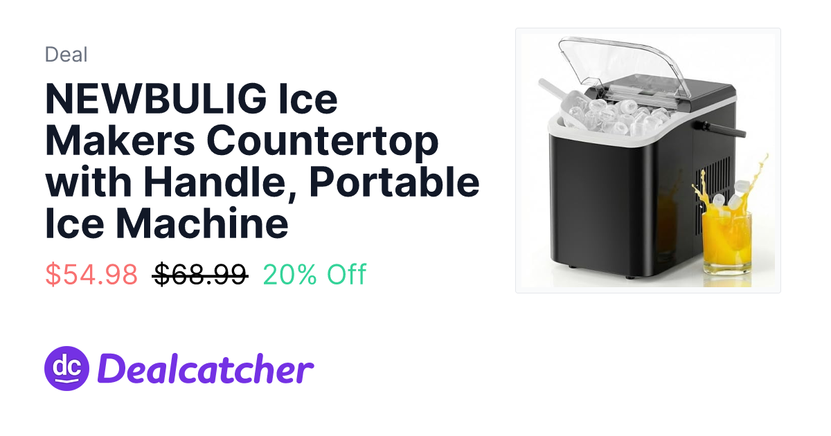 Amazon - NEWBULIG Ice Makers Countertop with Handle, Portable Ice Machine $54.98