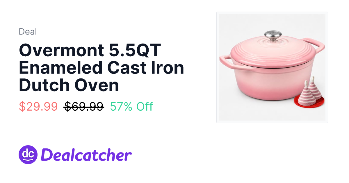Amazon - Overmont 5.5QT Enameled Cast Iron Dutch Oven $29.99