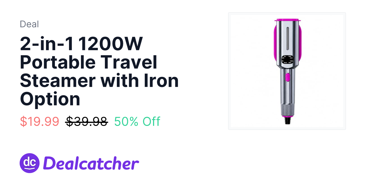 Amazon - 2-in-1 1200W Portable Travel Steamer with Iron Option $19.99