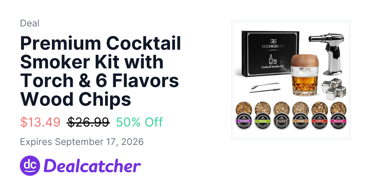 Amazon - Premium Cocktail Smoker Kit with Torch & 6 Flavors Wood Chips $13.49
