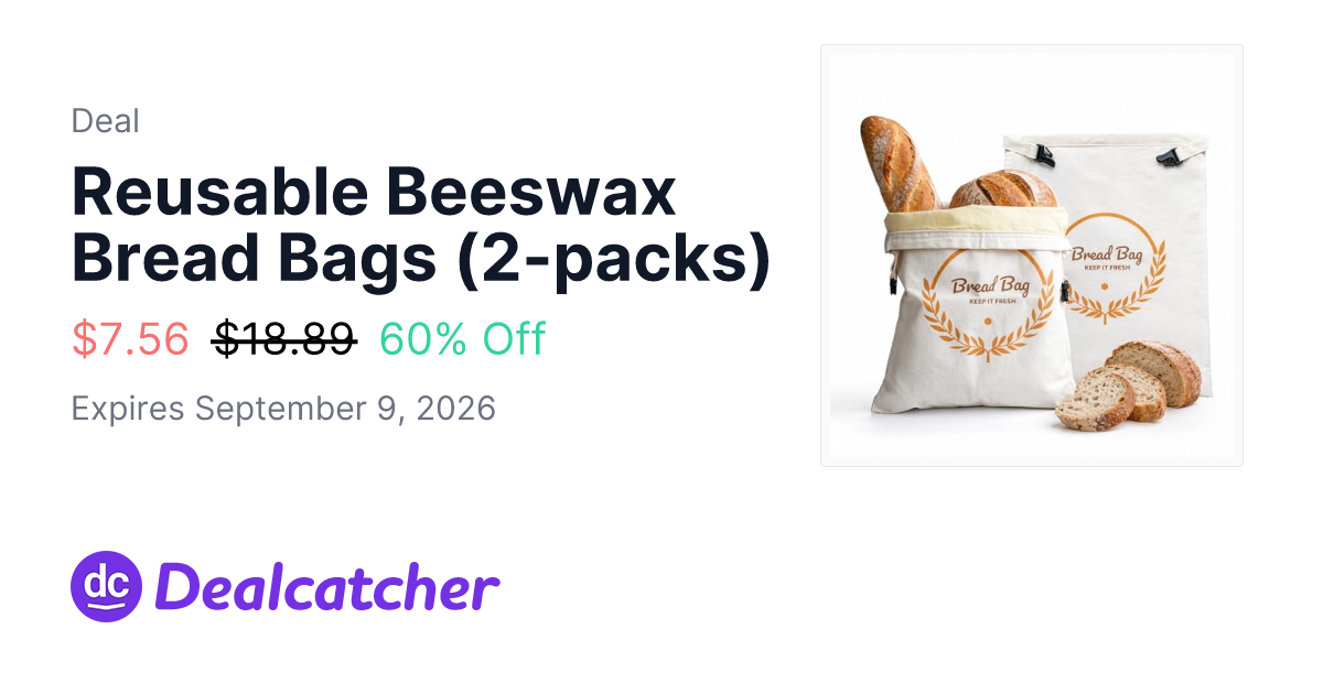 Amazon - Reusable Beeswax Bread Bags (2-packs) $7.56