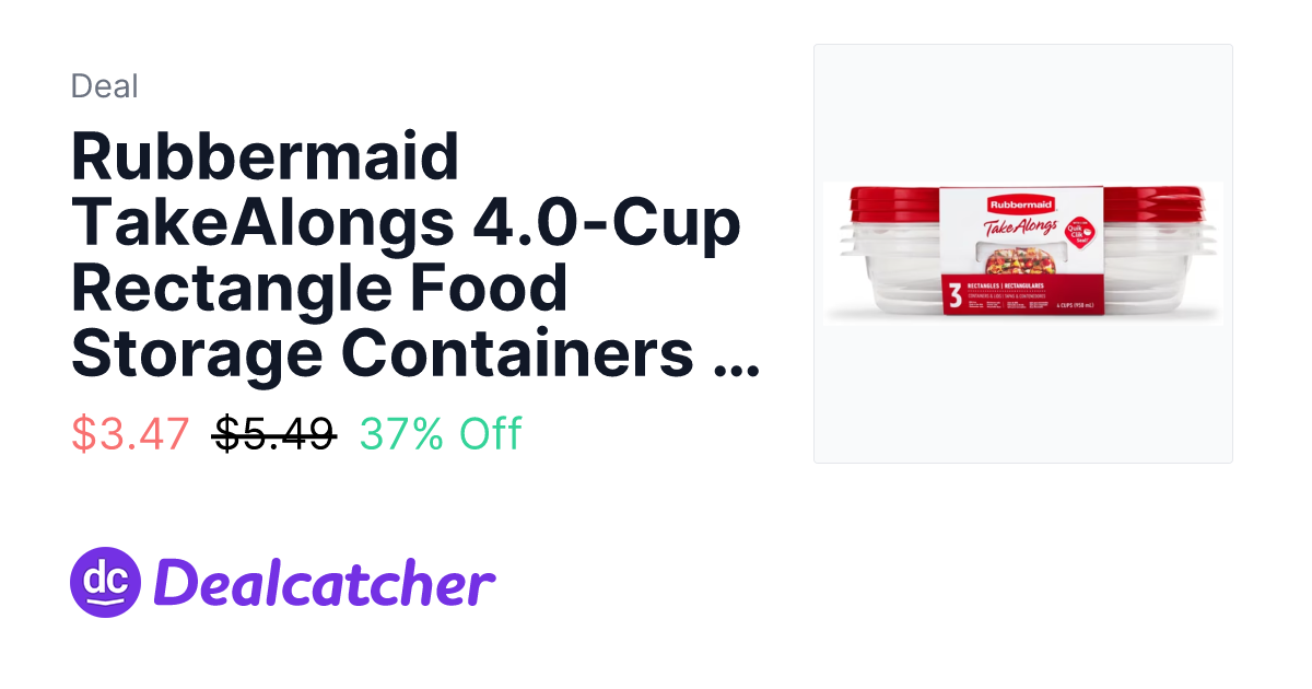 Walmart - Rubbermaid TakeAlongs 4.0-Cup Rectangle Food Storage Containers 3-Pack $3.47